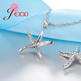 Starfish Necklace & Earrings Set 925 Silver CZ Jewelry