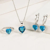 925 Silver Heart Zircon Jewelry Set for Women - Ring, Earrings, Necklace