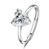 925 Silver Heart Zircon Jewelry Set for Women - Ring, Earrings, Necklace