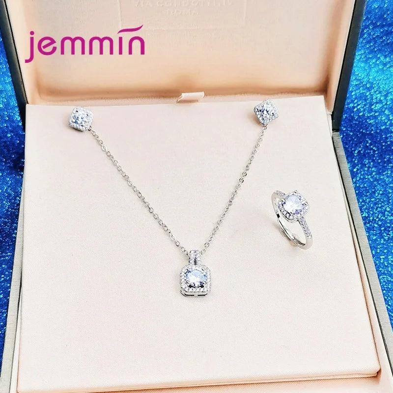 925 Silver Crystal Women Jewelry Set