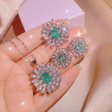 Paraiba Jewelry Set Pendant Earrings Ring Party Birthday Gift