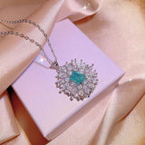 Paraiba Jewelry Set Pendant Earrings Ring Party Birthday Gift