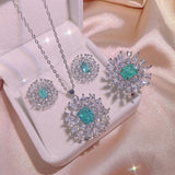 Paraiba Jewelry Set Pendant Earrings Ring Party Birthday Gift