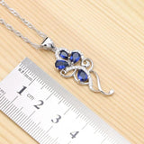 Sapphire Crystal Pendant Necklace Ring Earrings Set