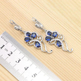 Sapphire Crystal Pendant Necklace Ring Earrings Set