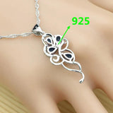 Sapphire Crystal Pendant Necklace Ring Earrings Set