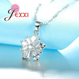Flower Austrian Crystal 925 Silver Necklace Earring Set