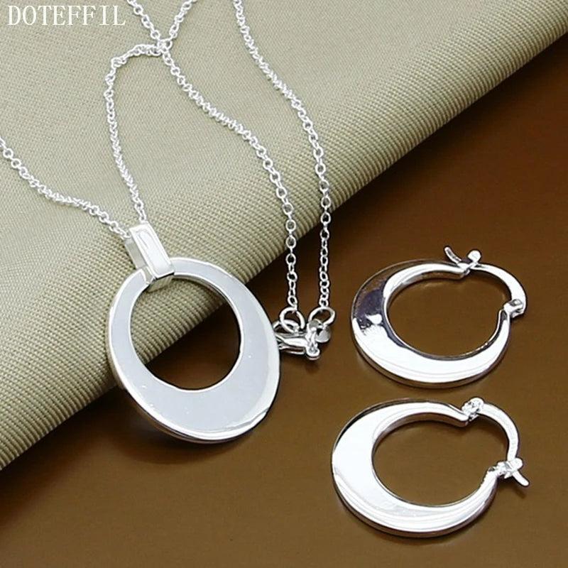925 Silver Sickle Necklace Earring Set for Women