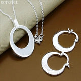 925 Silver Sickle Necklace Earring Set for Women