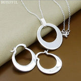 925 Silver Sickle Necklace Earring Set for Women