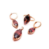 Purple 14K Rose Inlaid Marquise-Shaped Engagement Jewelry Set