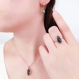 Purple 14K Rose Inlaid Marquise-Shaped Engagement Jewelry Set