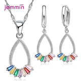 Oval Crystal Zircon 925 Silver Jewelry Set for Women