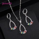 Oval Crystal Zircon 925 Silver Jewelry Set for Women