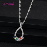 Oval Crystal Zircon 925 Silver Jewelry Set for Women
