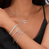 S925 Sterling Silver Heart Jewelry Set with Zircon Necklace