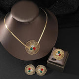 Stainless Steel Romantic Flower Zircon Jewelry Set for Women