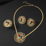 Stainless Steel Romantic Flower Zircon Jewelry Set for Women