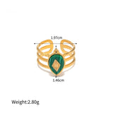 Plated Stainless Steel Malachite Vintage Ring Women's Engagement Kpop Accessorie