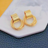 Retro Metal Circle Stud Earrings for Women Jewelry