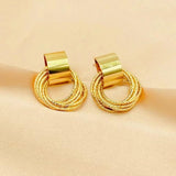 Retro Metal Circle Stud Earrings for Women Jewelry