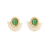 18K PVD Plated Fanshaped Stone Stud Earring