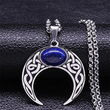 Vintage Crescent Moon Knot Pendant Stainless Steel Necklace