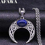 Vintage Crescent Moon Knot Pendant Stainless Steel Necklace