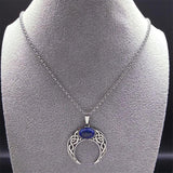 Vintage Crescent Moon Knot Pendant Stainless Steel Necklace