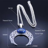 Vintage Crescent Moon Knot Pendant Stainless Steel Necklace