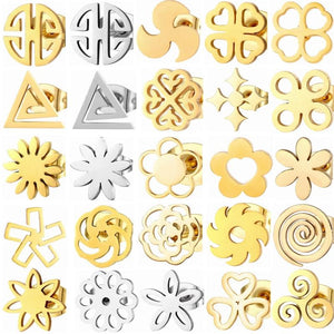 Geometric Earrings 12 Pairs Lot Stainless Steel Jewelry