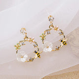 Flower Butterfly Earrings AAA Zircon Stud Earring Girl Sweet Jewelry