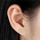 12 Pairs Peace Symbol Stud Earrings Golden Stainless Steel Set