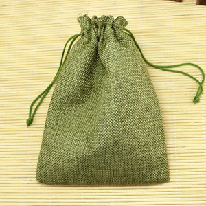 10pcs Olive Green Jute Bag Drawstring Gift Incense Storage Linen Bags