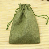 10pcs Olive Green Jute Bag Drawstring Gift Incense Storage Linen Bags