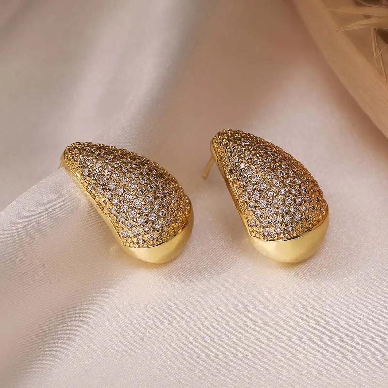 Zircon Water Drop Stud Earrings Wedding Jewelry