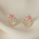 Pink Sakura Flower Earrings For Women Wedding Party Accessories Jewelry