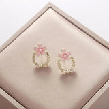 Pink Sakura Flower Earrings For Women Wedding Party Accessories Jewelry