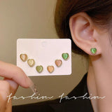 Y2k Rhinestone Heart Butterfly Stud Earrings Set Jewelry