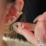 Y2k Rhinestone Heart Butterfly Stud Earrings Set Jewelry