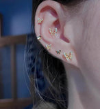 Y2k Rhinestone Heart Butterfly Stud Earrings Set Jewelry