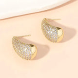 Zirconia Drop Earrings Water Shape Copper Stud Women Jewelry
