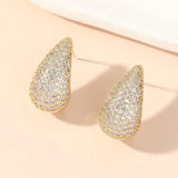 Zirconia Drop Earrings Water Shape Copper Stud Women Jewelry