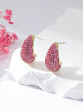 Zirconia Drop Earrings Water Shape Copper Stud Women Jewelry