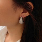 Zircon Big Water Drop Stud Earrings Hollow Chunky Wedding Jewelry