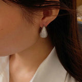 Zircon Big Water Drop Stud Earrings Hollow Chunky Wedding Jewelry