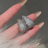 Zircon Big Water Drop Stud Earrings Hollow Chunky Wedding Jewelry