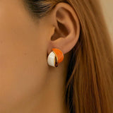 Orange Stud Earrings 18k Plated French Drip Style
