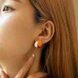 Orange Stud Earrings 18k Plated French Drip Style