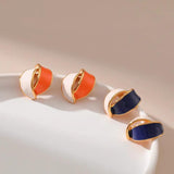 Orange Stud Earrings 18k Plated French Drip Style